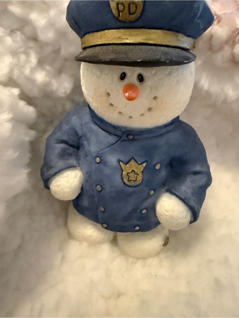 Sarah’s attic Blue Policeman Snowman Figurine - Home Accents